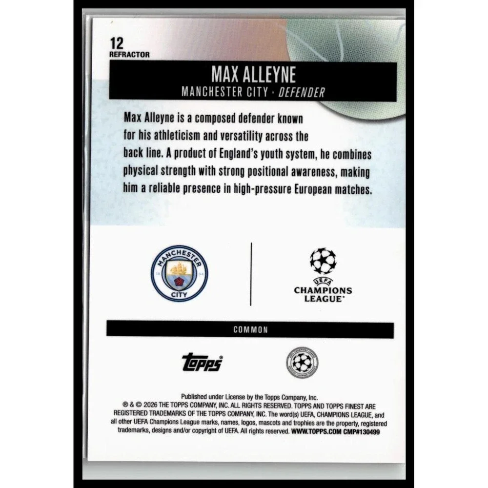 2025-26 Finest UEFA Club Competitions } Max Alleyne Refractor